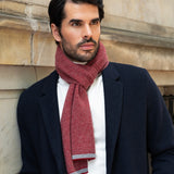 Riccardo (red & grey) - 100% cashmere scarf with pattern - Fratelli Orsini - Luxury Cashmere Scarf - Handmade in Italy - 6