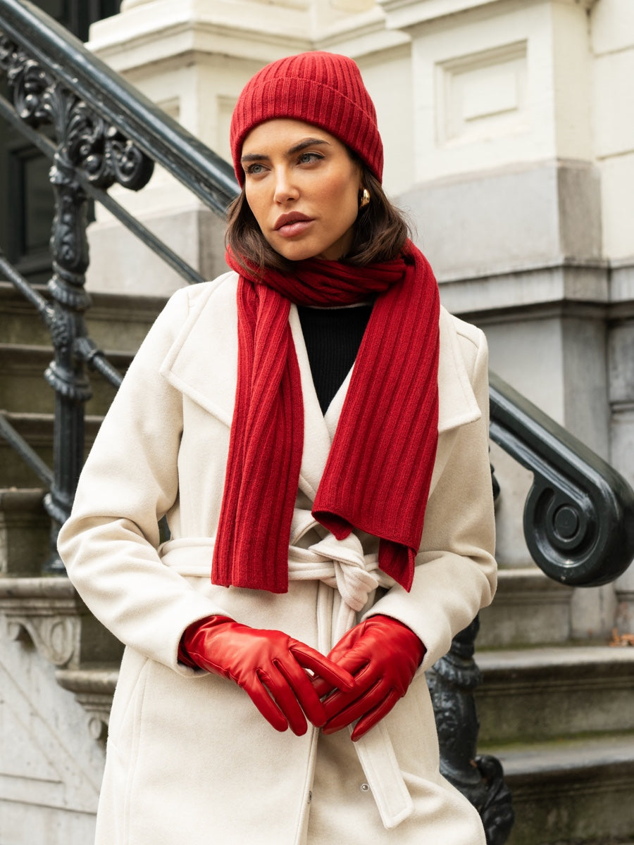 Napoli (red) - 100% cashmere ribbed scarf (unisex) - Fratelli Orsini - Luxury Cashmere Scarf - Handmade in Italy - 9