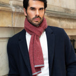 Riccardo (red & grey) - 100% cashmere scarf with pattern - Fratelli Orsini - Luxury Cashmere Scarf - Handmade in Italy - 9