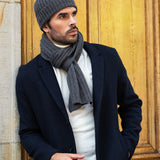Napoli (dark grey) - 100% cashmere ribbed scarf (unisex) - Fratelli Orsini - Luxury Cashmere Scarf - Handmade in Italy - 9