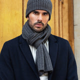 Napoli (dark grey) - 100% cashmere ribbed scarf (unisex) - Fratelli Orsini - Luxury Cashmere Scarf - Handmade in Italy - 5