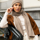 Napoli (brown) - 100% cashmere ribbed scarf (unisex) - Fratelli Orsini - Luxury Cashmere Scarf - Handmade in Italy - 15