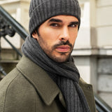 Napoli (dark grey) - 100% cashmere ribbed scarf (unisex) - Fratelli Orsini - Luxury Cashmere Scarf - Handmade in Italy - 15