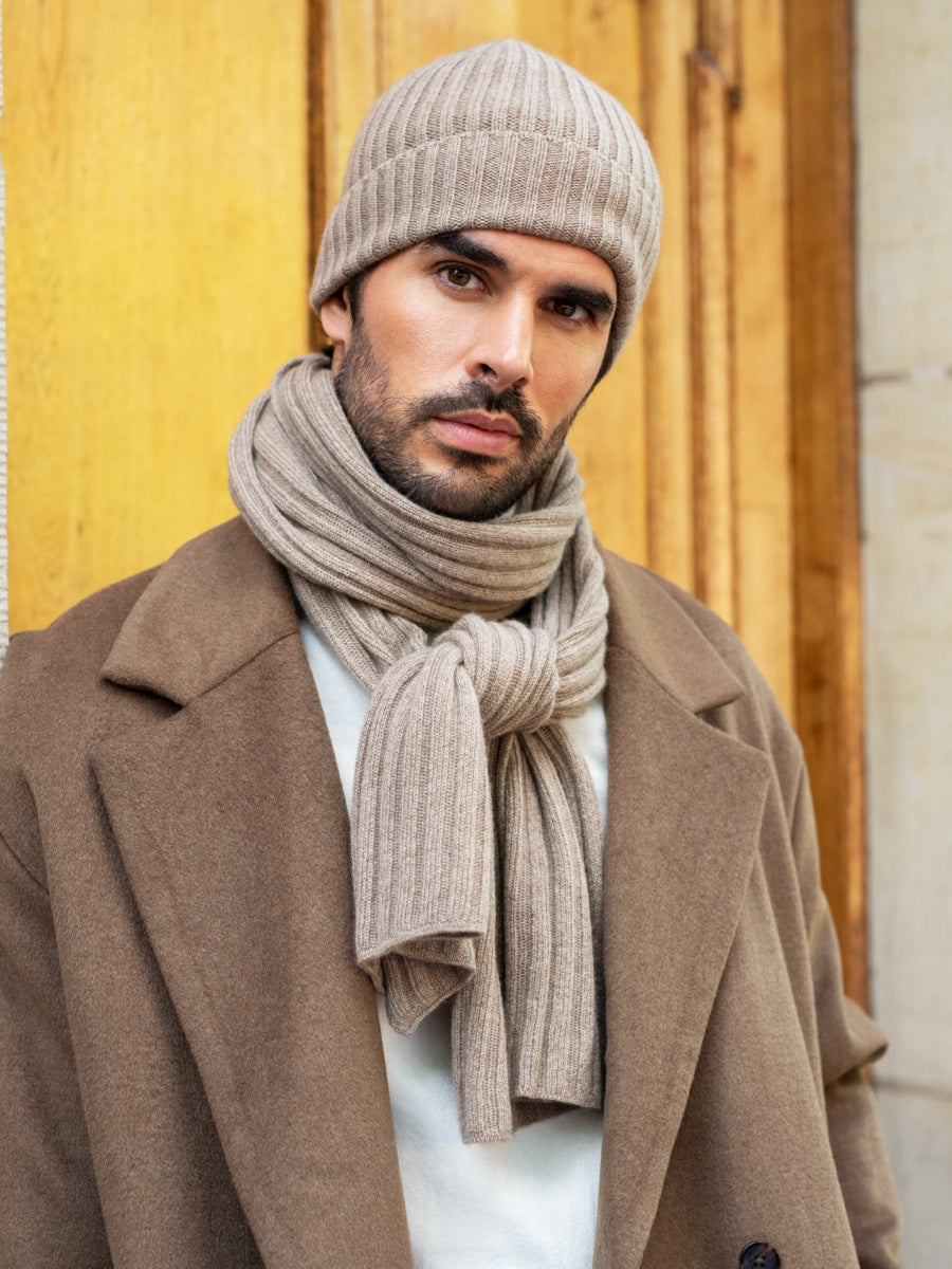 Napoli (brown) - 100% cashmere ribbed scarf (unisex) - Fratelli Orsini - Luxury Cashmere Scarf - Handmade in Italy - 7