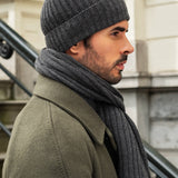 Milano (dark grey) - 100% cashmere ribbed beanie (unisex) - Fratelli Orsini - Luxury Beanie - Handmade in Italy - 13