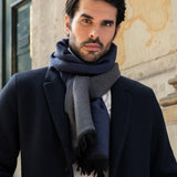 Romeo (blue/grey) - warm and soft scarf from 100% wool - Fratelli Orsini - Luxury Wool Scarf - Handmade in Italy - 8