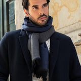 Romeo (blue/grey) - warm and soft scarf from 100% wool - Fratelli Orsini - Luxury Wool Scarf - Handmade in Italy - 6