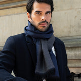 Romeo (blue/grey) - warm and soft scarf from 100% wool - Fratelli Orsini - Luxury Wool Scarf - Handmade in Italy - 10