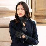 Maria (black) - Italian driving gloves made of American deerskin leather - Fratelli Orsini - Luxury Driving Gloves - Handmade in Italy - 3