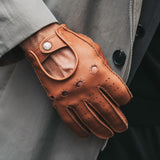 Leonardo (brown) - Italian driving gloves made of American deerskin leather- Fratelli Orsini - Luxury Driving Gloves - Handmade in Italy - 3