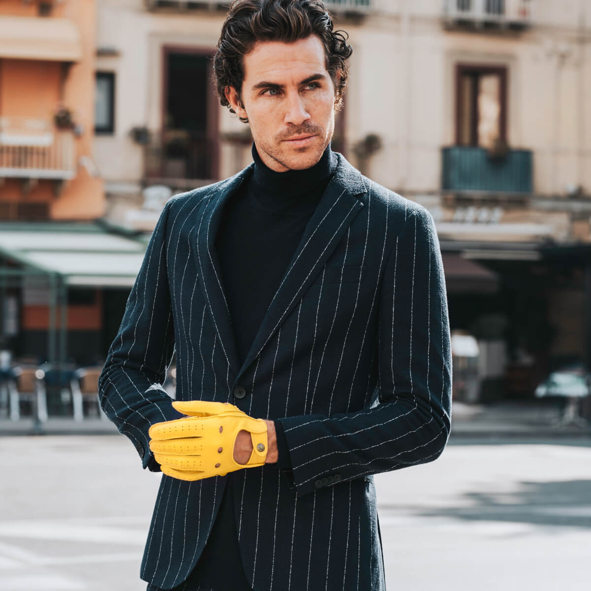 Leonardo (yellow) - Italian driving gloves made of American deerskin leather - Fratelli Orsini - Luxury Leather Gloves - Handmade in Italy - 4