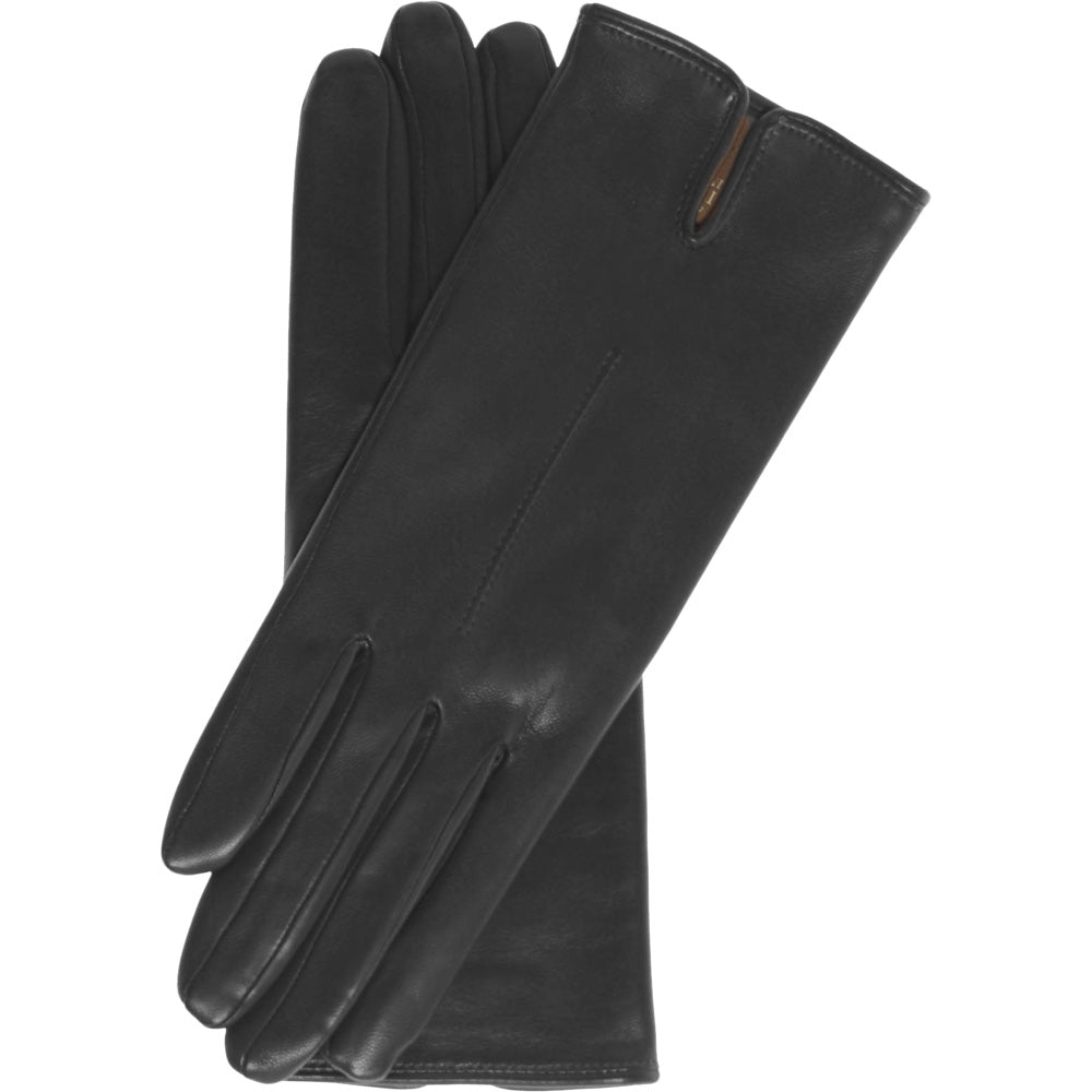 Fratelli Orsini Women's Black Leather Gloves (Silk/Cashmere Lining)