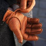 Antonio (brown) - Italian peccary leather gloves with cashmere lining - Fratelli Orsini - Luxury Leather Gloves - Handmade in Italy - 5