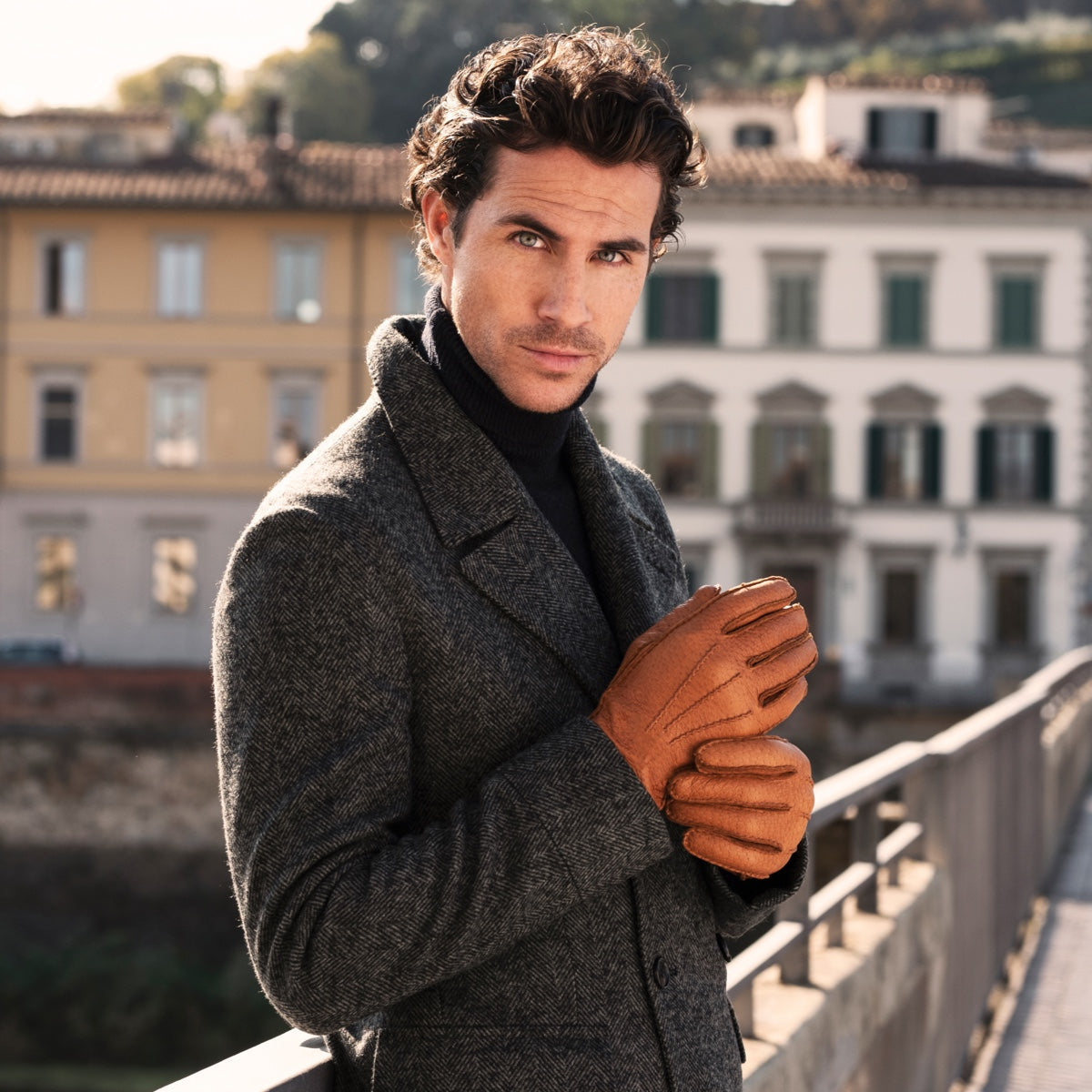 Antonio (brown) - Italian peccary leather gloves with cashmere lining - Fratelli Orsini - Luxury Leather Gloves - Handmade in Italy - 6