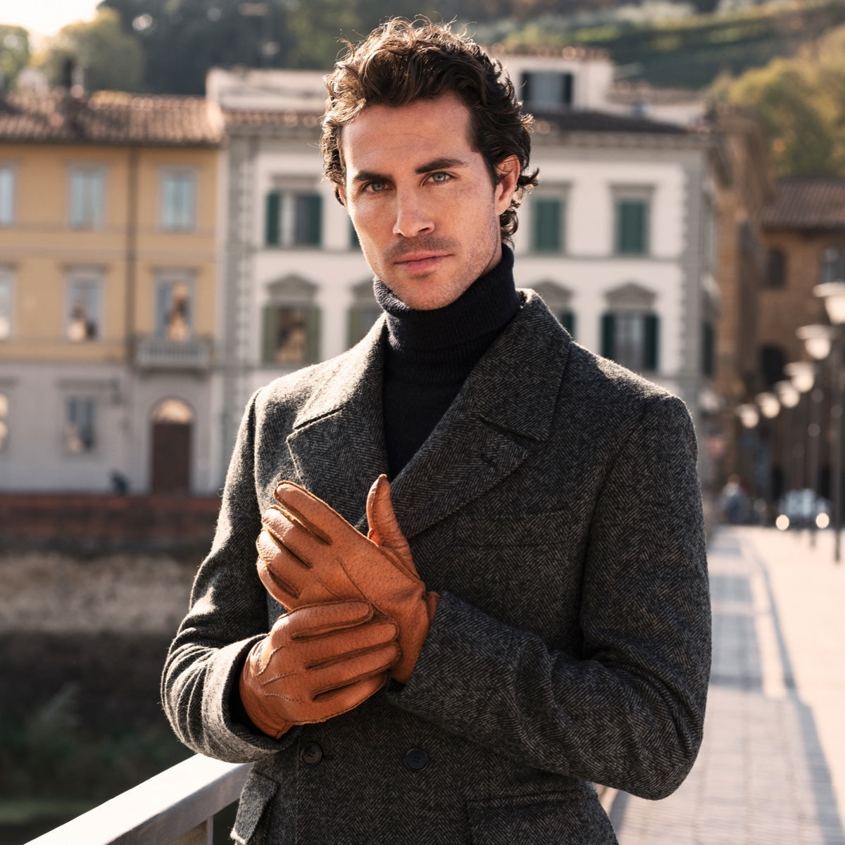 Antonio (brown) - Italian peccary leather gloves with cashmere lining - Fratelli Orsini - Luxury Leather Gloves - Handmade in Italy - 9