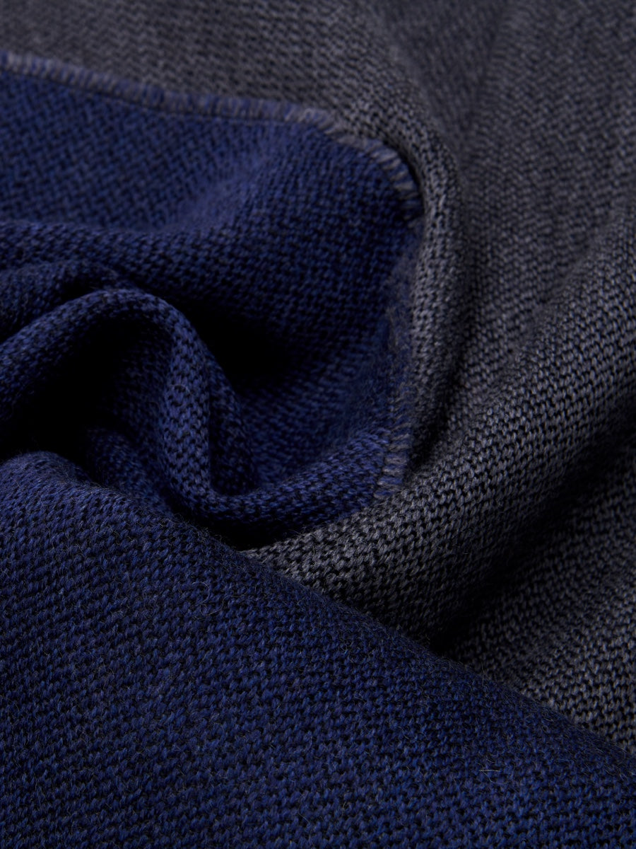 Romeo (blue/grey) - warm and soft scarf from 100% wool - Fratelli Orsini - Luxury Wool Scarf - Handmade in Italy - 3