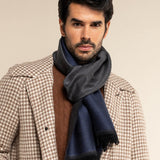 Romeo (blue/grey) - warm and soft scarf from 100% wool - Fratelli Orsini - Luxury Wool Scarf - Handmade in Italy - 7