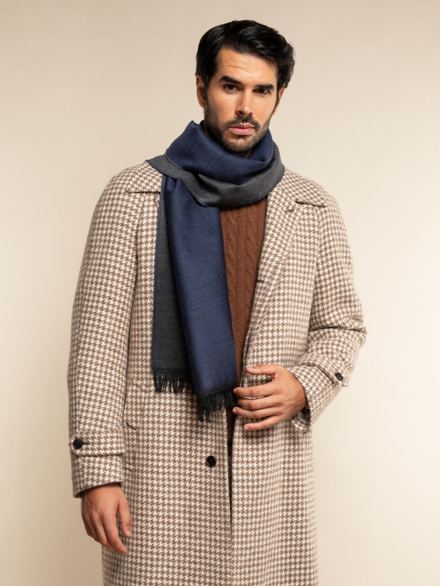 Romeo (blue/grey) - warm and soft scarf from 100% wool - Fratelli Orsini - Luxury Wool Scarf - Handmade in Italy - 5