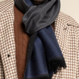 Romeo (blue/grey) - warm and soft scarf from 100% wool - Fratelli Orsini - Luxury Wool Scarf - Handmade in Italy - 9