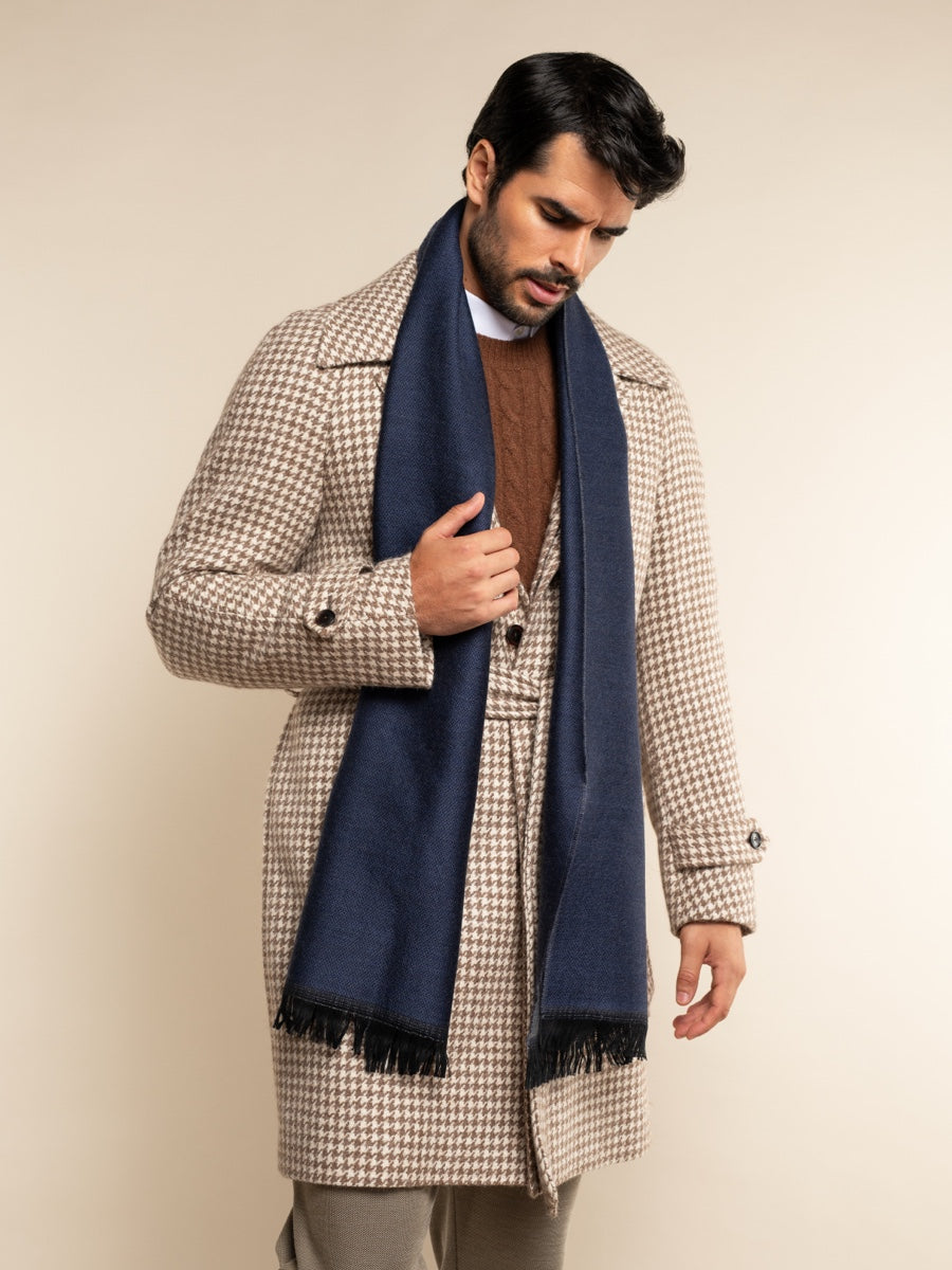 Romeo (blue/grey) - warm and soft scarf from 100% wool - Fratelli Orsini - Luxury Wool Scarf - Handmade in Italy - 11