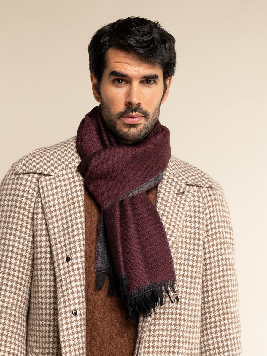 Romeo (red/grey) - warm and soft scarf from 100% wool - Fratelli Orsini - Luxury Wool Scarf - Handmade in Italy - 2
