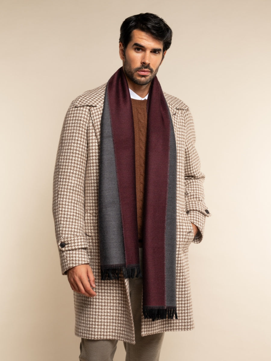 Romeo (red/grey) - warm and soft scarf from 100% wool - Fratelli Orsini - Luxury Wool Scarf - Handmade in Italy - 6