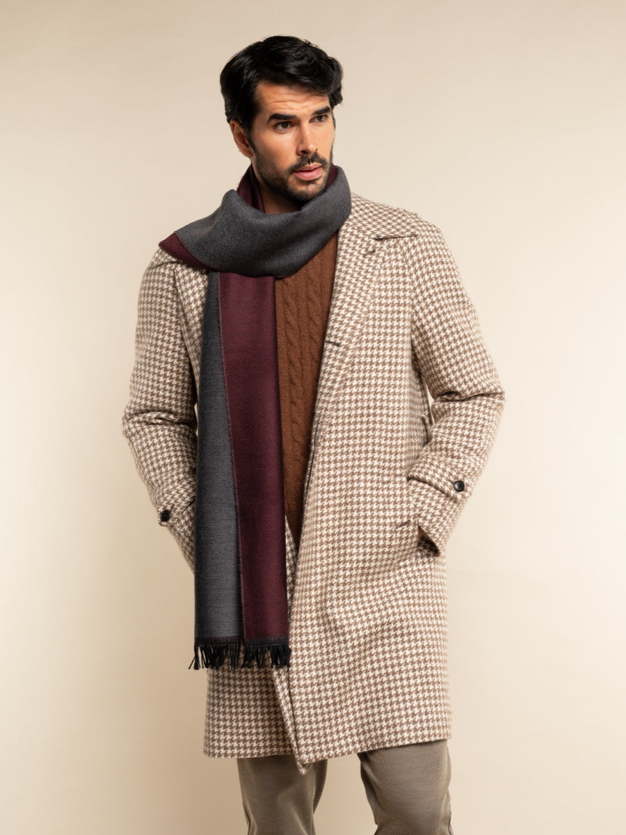 Romeo (red/grey) - warm and soft scarf from 100% wool - Fratelli Orsini - Luxury Wool Scarf - Handmade in Italy - 9