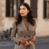 Rossana (cognac) - Italian fingerless lambskin leather driving gloves - Fratelli Orsini - Luxury Driving Gloves - Handmade in Italy - 3