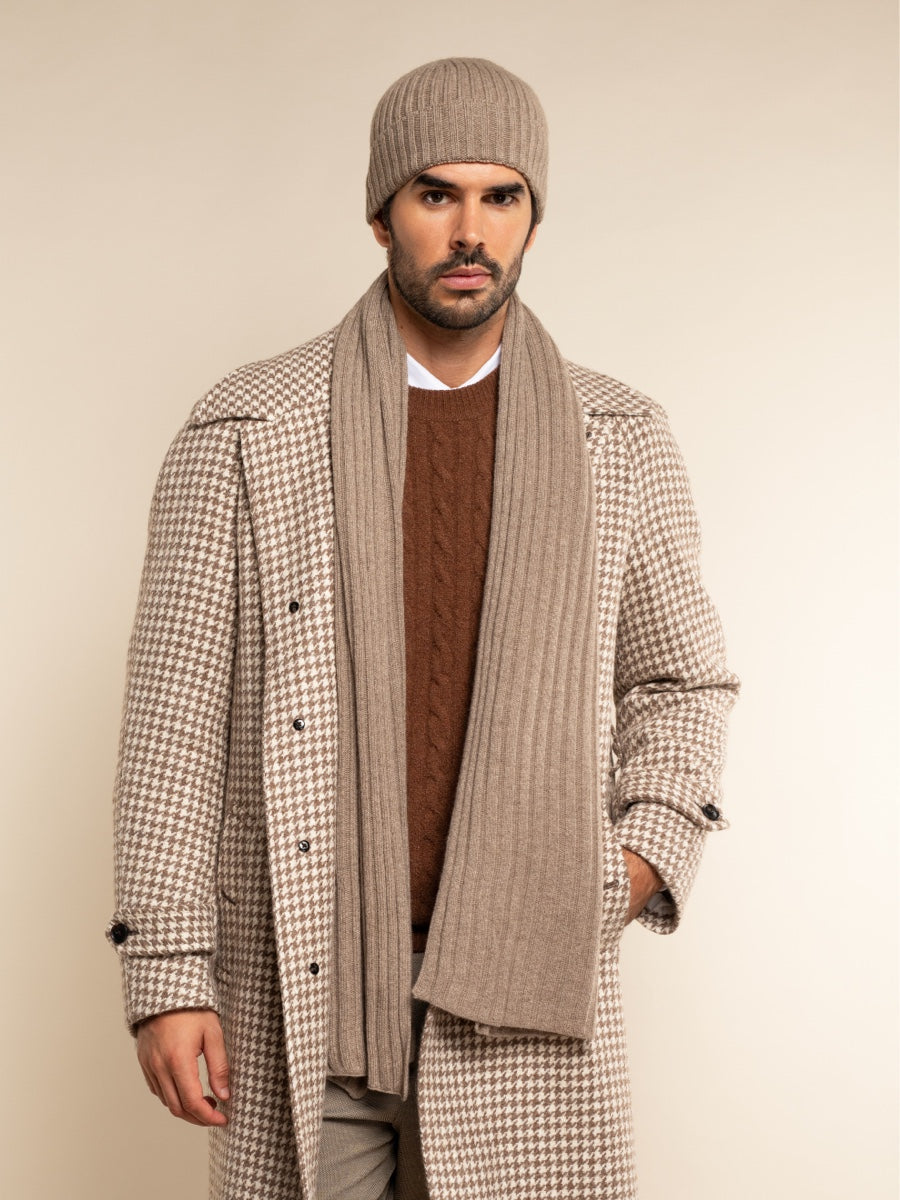 Napoli (brown) - 100% cashmere ribbed scarf (unisex) - Fratelli Orsini - Luxury Cashmere Scarf - Handmade in Italy - 9
