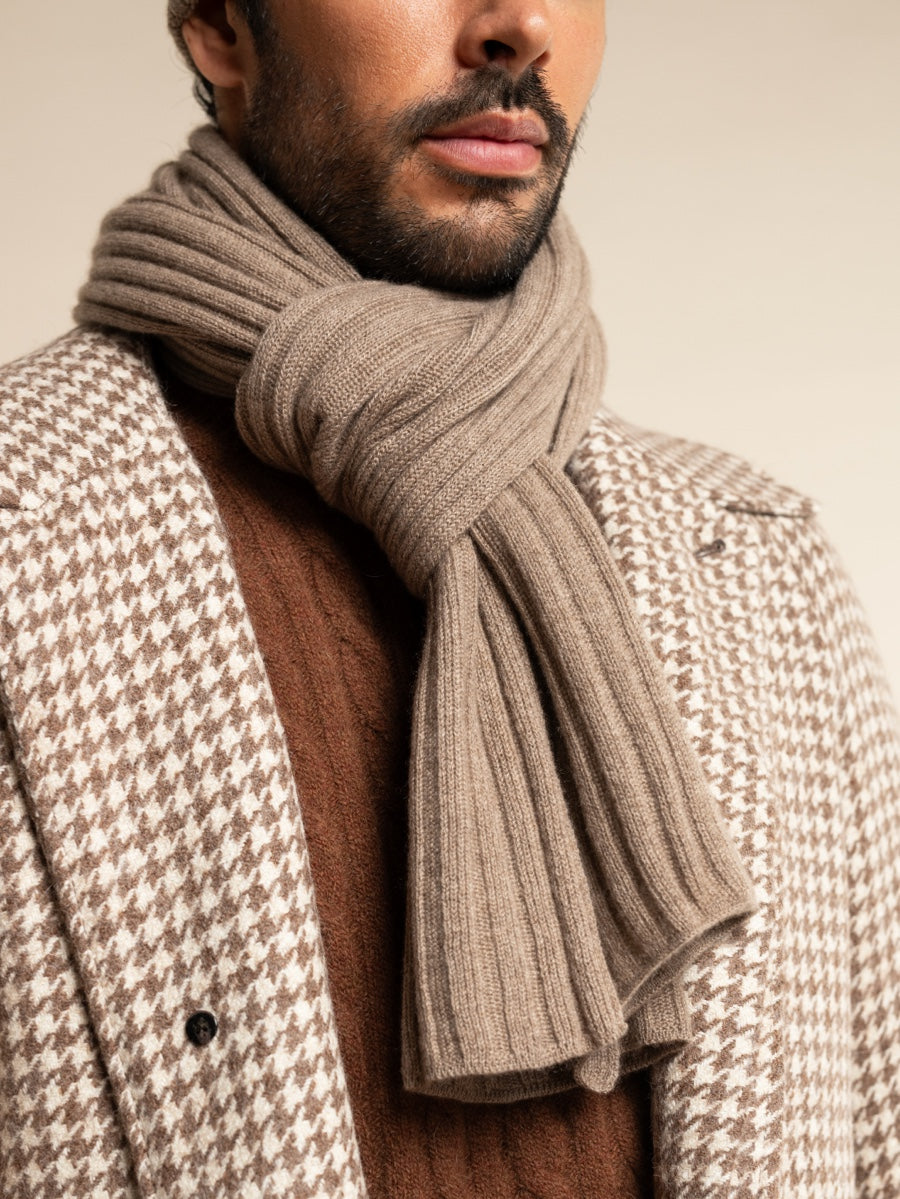 Napoli (brown) - 100% cashmere ribbed scarf (unisex) - Fratelli Orsini - Luxury Cashmere Scarf - Handmade in Italy - 13