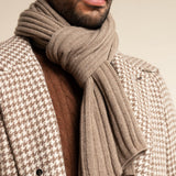 Napoli (brown) - 100% cashmere ribbed scarf (unisex) - Fratelli Orsini - Luxury Cashmere Scarf - Handmade in Italy - 13