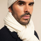 Napoli (cream) - 100% cashmere ribbed scarf (unisex) - Fratelli Orsini - Luxury Cashmere Scarf - Handmade in Italy - 8