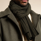 Napoli (dark green) - 100% cashmere ribbed scarf (unisex) - Fratelli Orsini - Luxury Cashmere Scarf - Handmade in Italy - 8