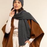 Napoli (dark grey) - 100% cashmere ribbed scarf (unisex) - Fratelli Orsini - Luxury Cashmere Scarf - Handmade in Italy - 8