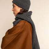 Napoli (dark grey) - 100% cashmere ribbed scarf (unisex) - Fratelli Orsini - Luxury Cashmere Scarf - Handmade in Italy - 14