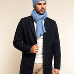 Napoli (light blue) - 100% cashmere ribbed scarf (unisex) - Fratelli Orsini - Luxury Cashmere Scarf - Handmade in Italy - 5
