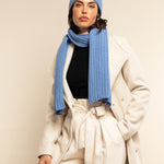 Napoli (light blue) - 100% cashmere ribbed scarf (unisex) - Fratelli Orsini - Luxury Cashmere Scarf - Handmade in Italy - 6
