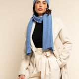 Napoli (light blue) - 100% cashmere ribbed scarf (unisex) - Fratelli Orsini - Luxury Cashmere Scarf - Handmade in Italy - 6