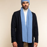 Napoli (light blue) - 100% cashmere ribbed scarf (unisex) - Fratelli Orsini - Luxury Cashmere Scarf - Handmade in Italy - 10