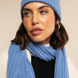 Napoli (light blue) - 100% cashmere ribbed scarf (unisex) - Fratelli Orsini - Luxury Cashmere Scarf - Handmade in Italy - 12