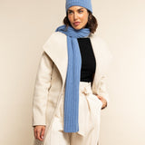 Napoli (light blue) - 100% cashmere ribbed scarf (unisex) - Fratelli Orsini - Luxury Cashmere Scarf - Handmade in Italy - 13