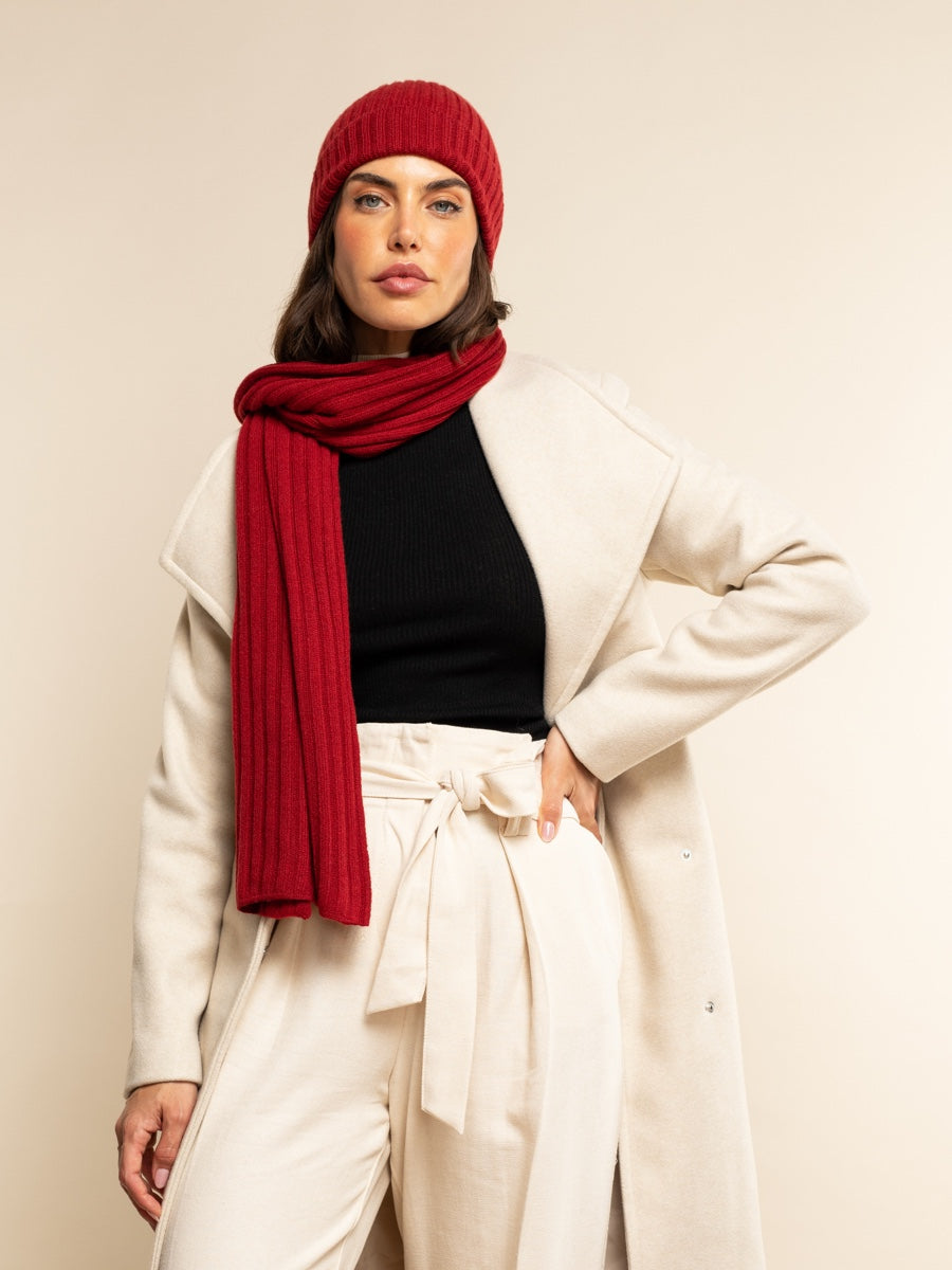 Napoli (red) - 100% cashmere ribbed scarf (unisex) - Fratelli Orsini - Luxury Cashmere Scarf - Handmade in Italy - 8