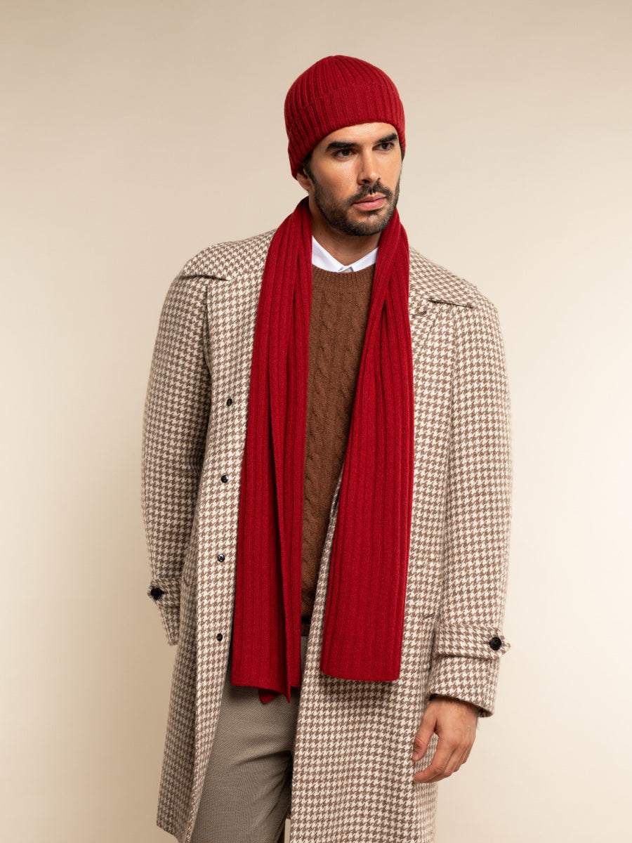 Napoli (red) - 100% cashmere ribbed scarf (unisex) - Fratelli Orsini - Luxury Cashmere Scarf - Handmade in Italy - 10