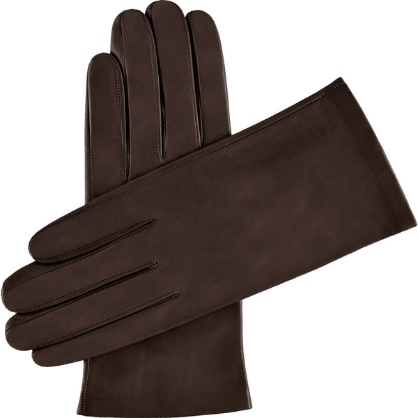 Dark Brown Leather Gloves Women Silk Lining - Made in Italy – Luxury Leather Gloves – Handmade in Italy – Fratelli Orsini® - 1
