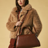 Cecilia (brown) - Italian calf leather women's handbag (with shoulder strap)