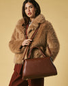 Cecilia (brown) - Italian calf leather women's handbag (with shoulder strap)