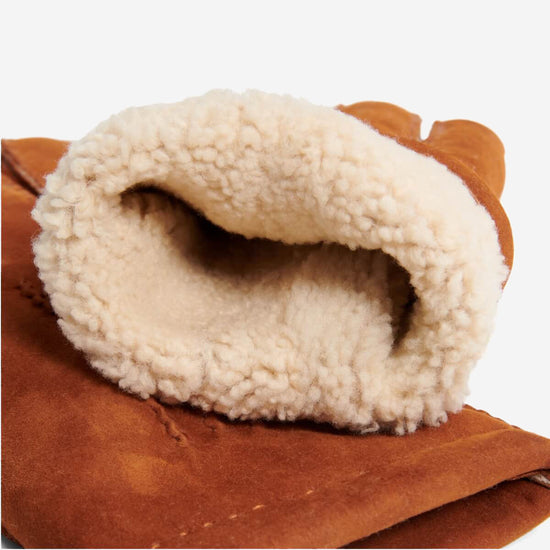Tommaso - Italian suede leather gloves with luxurious natural sheep fur lining - Fratelli Orsini - Luxury Leather Gloves - Handmade in Italy - 2