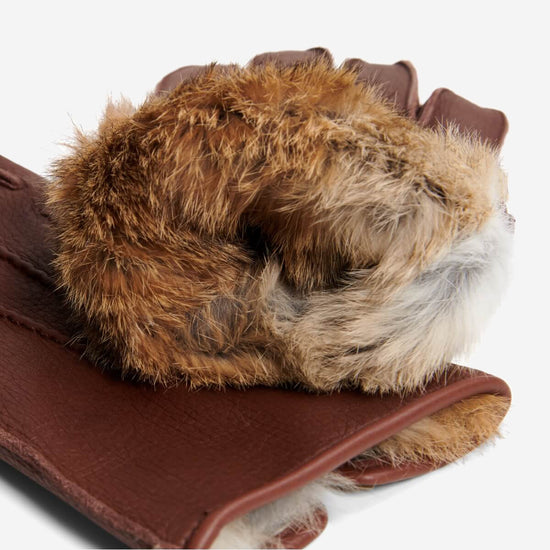 Diego - Italian gloves made of American deerskin leather with rabbit fur lining - Fratelli Orsini - Luxury Leather Gloves - Handmade in Italy - 2