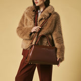 Cecilia (brown) - Italian calf leather women's handbag (with shoulder strap)