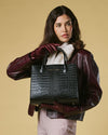 Patrizia (black) - Italian calf leather women's handbag (with shoulder strap)